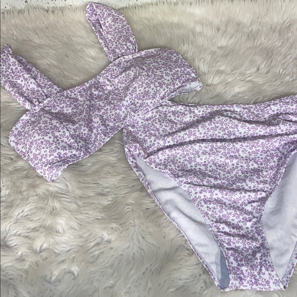 Purple Floral Print Bikini